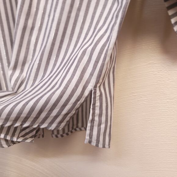BonWorth Button Down Shirt Size M Gray White Womens Top Button-up Collar - Picture 5 of 5